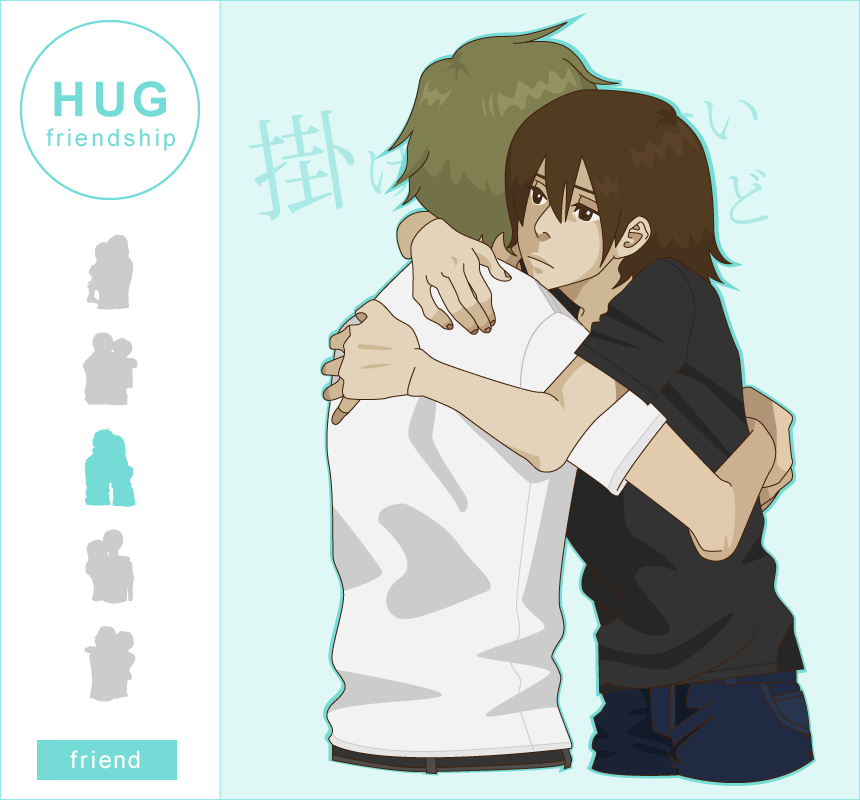 友人の慰めの抱擁を描いたイラスト。HUGシリーズ3枚目。