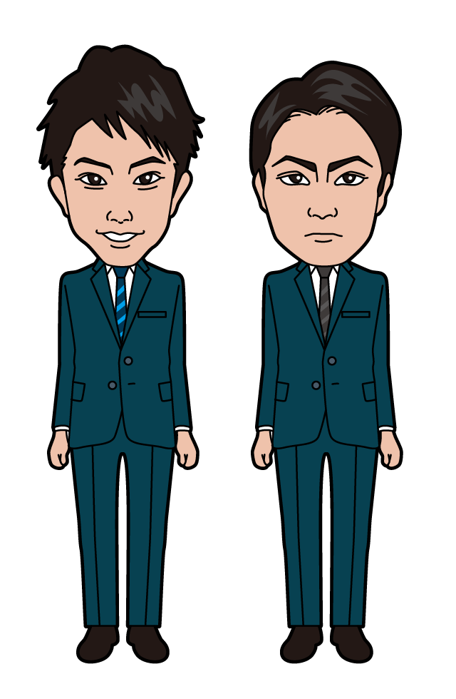 スーツ姿の二人組の男性俳優の似顔絵２